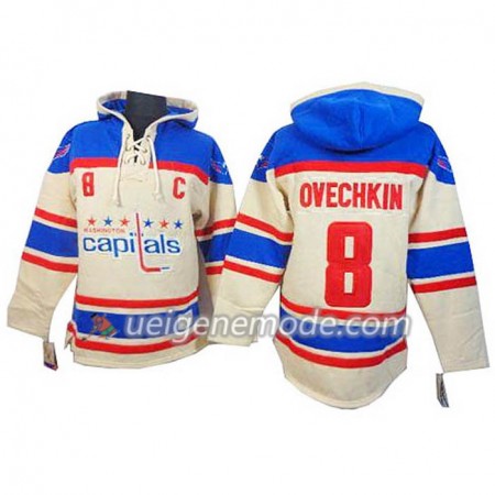 Herren Eishockey Washington Capitals Alex Ovechkin 8 Cream Sawyer Hooded Sweatshirt